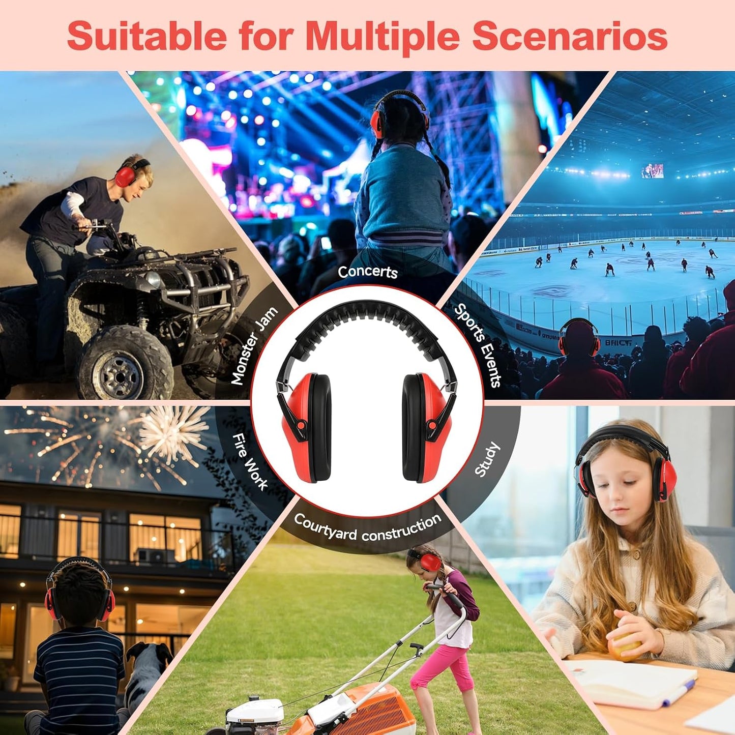 Floriogra Noise Cancelling Headphones for Kids, Kids Ear Protection 28dB SNR Noise Reduction Ear Muffs for Toddler/Children, Hearing Protection for Monster Jam, Concerts, Fireworks