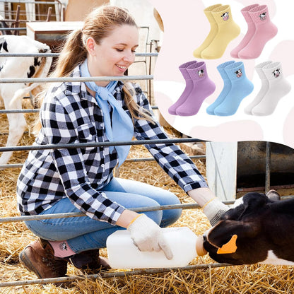 Eurzom 10 Pairs Socks Womens Crew Elastic Ankle Length Cotton Socks Aesthetic Cute Lightweight Low Cut Gifts for Women - Colors A