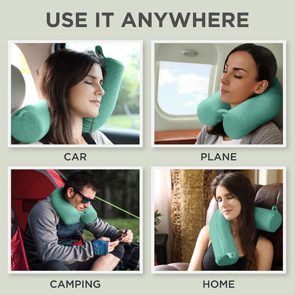 Dot&Dot Twist Memory Foam Travel Pillow, Bendable Neck Pillow for Airplane, Car and Home, 26-Inch Adjustable Roll with Washable Cotton Cover, Gray