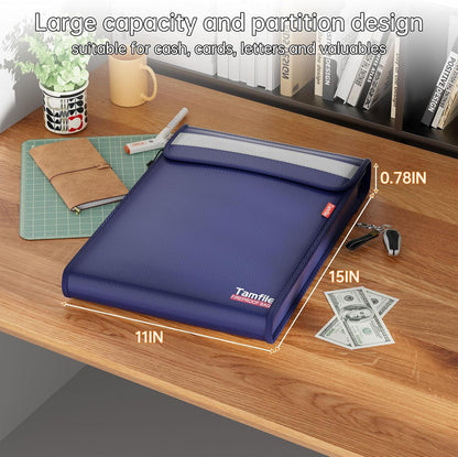 6400℉ Fireproof Document Bag, 15”x 11” Waterproof Document Organizer, Grey