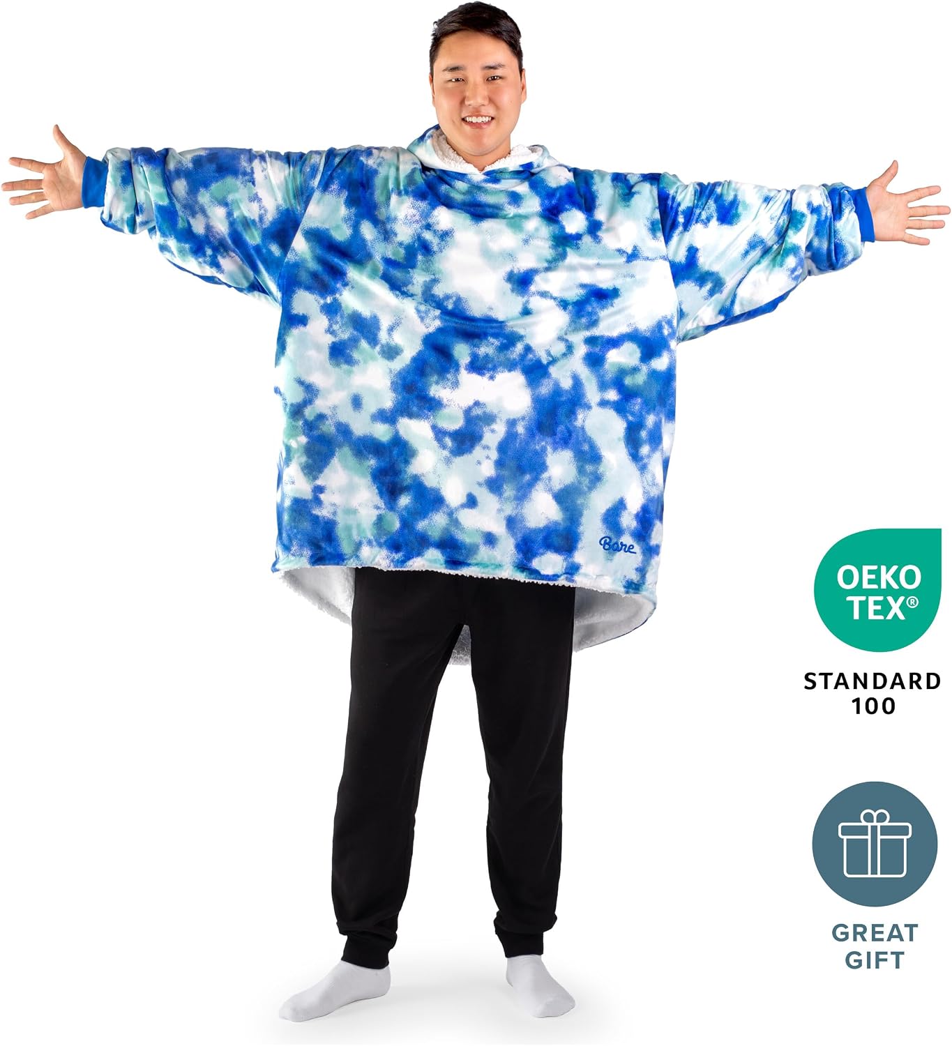 Bare Home Wearable Blanket Hoodie - Soft Plush Sherpa - Warm and Cozy - Oversized Wearable Blanket