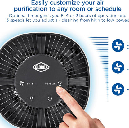 Clorox Air Purifiers for Bedroom Home, True HEPA Filter, Small Rooms Up to 200 Sq Ft, Removes 99.9% of Mold, Viruses, Wildfire Smoke, Allergens, Pet Allergies, Dust, AUTO Mode, Whisper Quiet