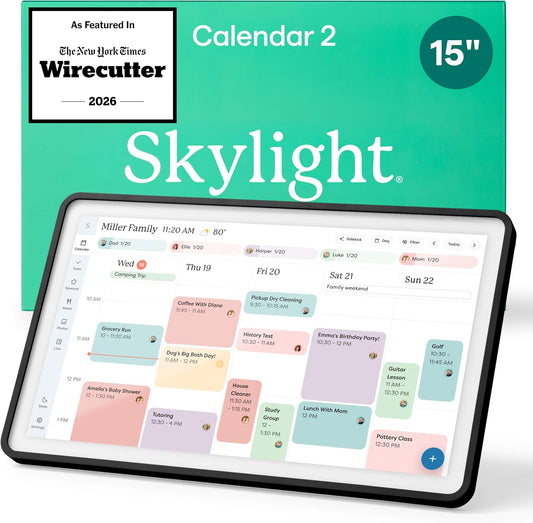 Skylight Calendar: 15-inch Wall Planner Digital Calendar & Chore Chart, Smart Touchscreen Interactive Display for Family Schedules – Wall Mount Included, Great for Organizing Your 2026 Calendar