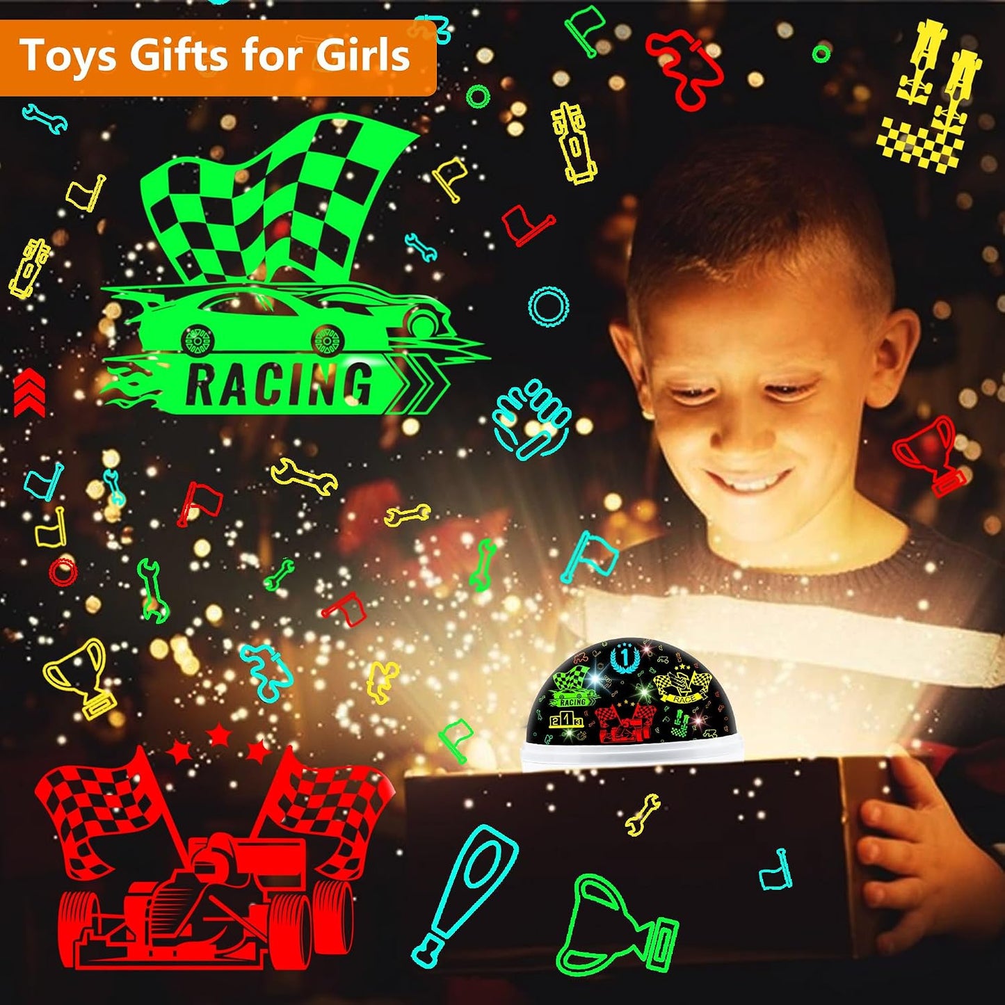 Kids Star Projector Night Light, Star Night Light Projector for Kids, Ceiling Stars Projection Lamp with Timer, 360° Rotating Night Light for Bedroom, Birthday Gift for 3 4 5 Year Old Girls Boys Black