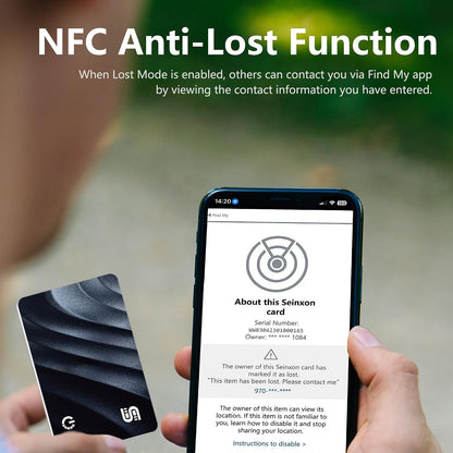 SEINXON Wallet Tracker (iOS Only) IP68 Thin Item Finder Card Luggage Located Bluetooth Works with Apple Find My APP & Network - Wireless Charger (Slim)
