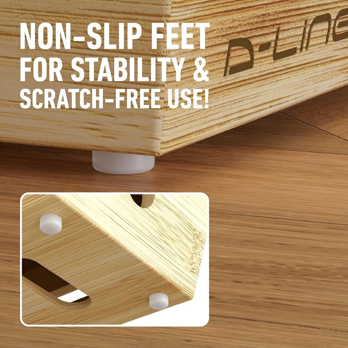 D-Line Bamboo Cable Management Box – Hide Power Strips, Large Cable Organizer Box for Home & Office, Wooden Cord Organiser for Desk, TV & Floor – Natural Finish