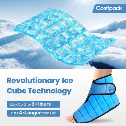 Comfpack Ankle Ice Pack Wrap, 2 Hours Long Lasting Cold Therapy for Swelling, Sprained Ankle, Achilles Tendonitis, Plantar Fasciitis Relief, Heel Pain, Reusable Ice Wrap for Surgery Recovery