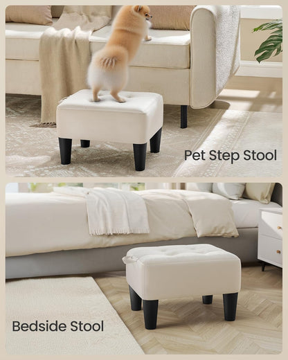 SONGMICS Foot Stool with Legs, Small Footstool Ottoman, Linen-Look Fabric Seat with Thick Cushion, for Living Room, Bedroom, Entryway, 330 lb Weight Capacity, Dark Gray ULOM502G01
