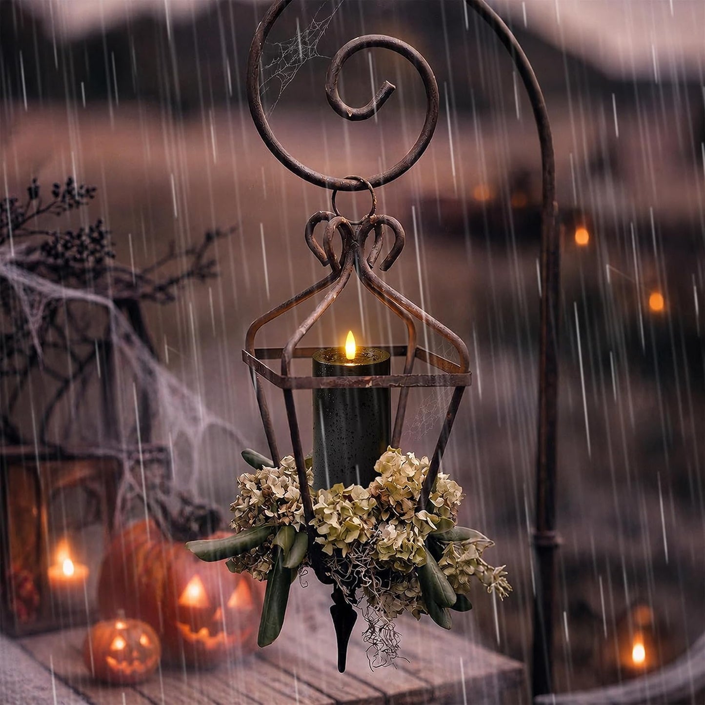 Yeelida Outdoor 4pcs Flameless Waterproof Candles with Handy Remote Control, Cycle Timer Battery Operated Candle Grease Effect LED Flickering Pillar Plastic Long Lasting (Ivory, 3" x4" 5" 6" 7")