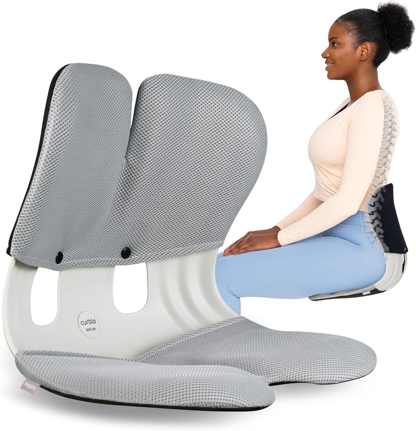 curble Grand– Extra Wide Ergonomic Seat Support, Sit Straighter Without Effort, Passive Posture Trainer for Office, Home & Car (Grey)