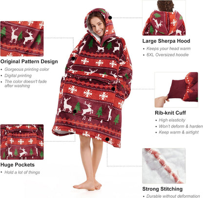 Narecte Cozy Oversized Blanket Hoodie Wearable Blanket Adults Soft Hooded Blanket Hoodie Birthday Gifts for Women Christmas - Colors B