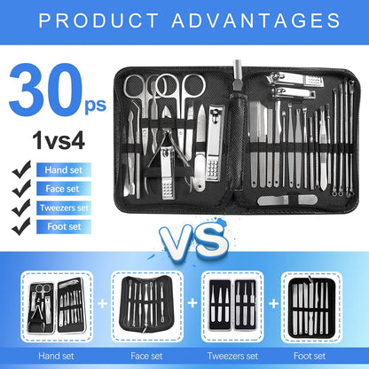 Manicure Set 30 in 1 Nail Clipper set, REDFLOW nail clippers, fingernail & toenail clippers, Manicure Tools, pedicure tools, Suitable for Travel Manicure Kit, Nail Set Kit With Everything Profe