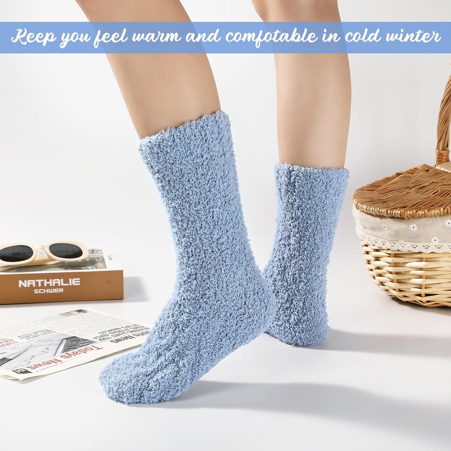 Premillow Womens Fuzzy Socks Fluffy Socks Women Winter Cozy Sock Warm Slipper Home Sleeping Sock for Women