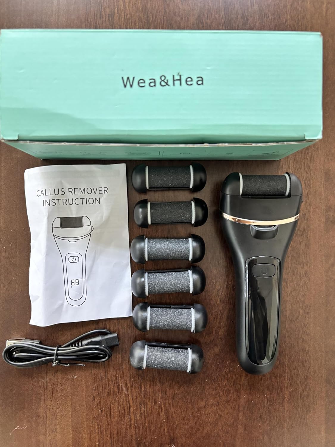 Wea&Hea Electric Callus Remover for Feet with Rechargeable Waterproof 17 in 1 Professional Pedicure Kit with 3 Roller Heads 2 Speed,Foot File, Foot Care Tools Perfect for Dead Hard Cracked Dry Skin