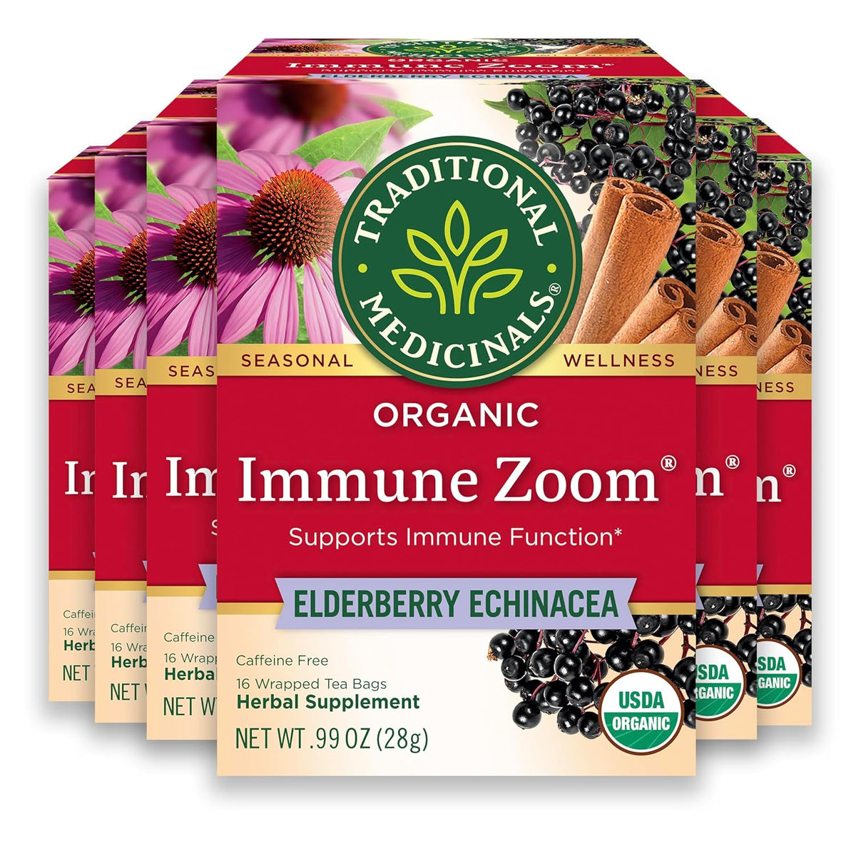 Traditional Medicinals Organic Immune Zoom Elderberry Echinacea 96 Tea Bags