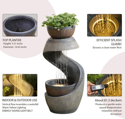 Sunlinua Modern Tabletop Water Fountain for Women Indoor Zen Relaxation Water Fountains Desktop Waterfall with Soothing Sound for Meditation Desk Home Office Decor