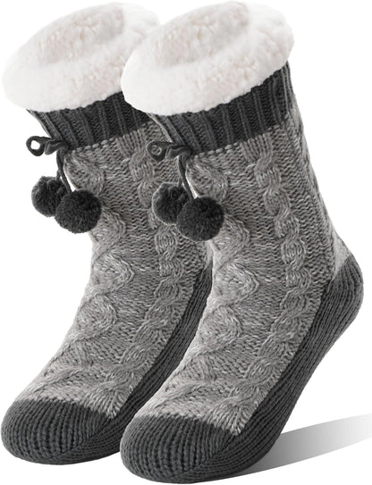 Welwoos Womens Slipper Fuzzy Grips Socks Fluffy Winter Warm Thick Thermal Cozy Plush Non Slip Cabin Soft Fleece Socks