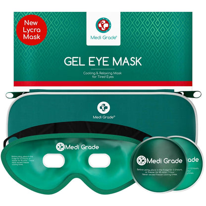 Medi Grade Cooling Gel Eye Mask for Puffy Eyes – Reusable Gel Eye Mask and Cooling Eye Pads with Thermo-Bag for Dark Circles and Morning/Night Skincare Routine – Reversible Cold Eye Mask
