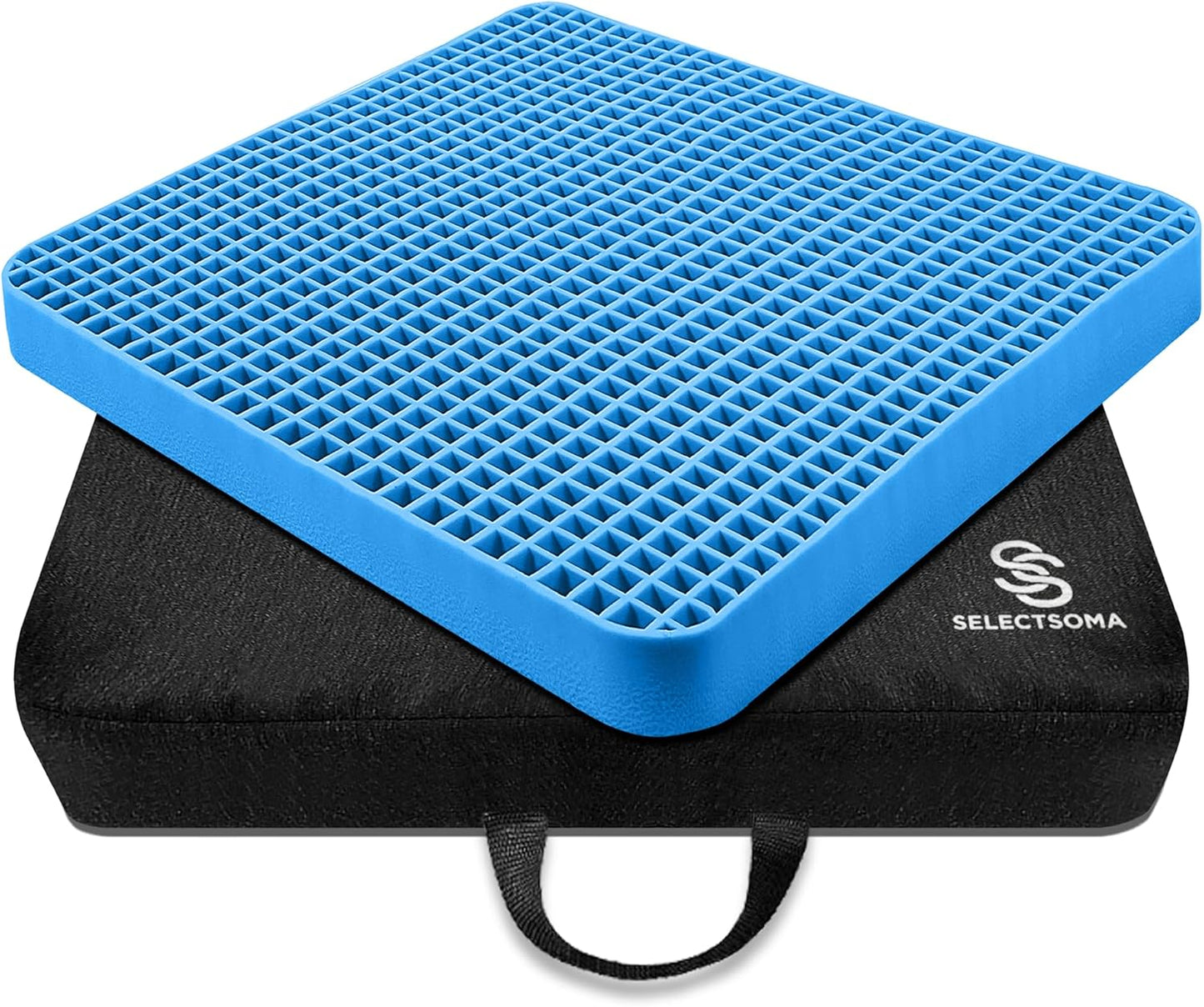 SelectSoma Double-Thick Gel Seat Cushion for Long Sitting Pressure Relief for Back, Sciatica, Coccyx, Tailbone Pain - Cushion for Airplane Travel, Office Chair, Wheelchair, Car & Truck - Egg Seat Pad