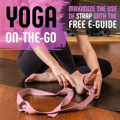 Gradient Fitness Yoga Strap, Friction-Less Easy-Feed Buckle, Super Soft Cotton/Polyester Blend Webbing, Free eGuide. (8 Feet)