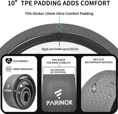 Yoga Wheel Set of 3+1, Upgraded 10MM Thick Back Wheels for Pain Relief & Stretching, Strongest Back Roller for Deep Tissue Massage, Improving Yoga Poses Backbend