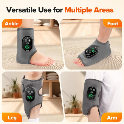 WoloyHeatie Cordless Foot Massager for Neuropathy, 3000mAh Rechargeable Ankle Heating Pad with Massage for Circulation, Foot Ankle Pain Relief Massager, Gray