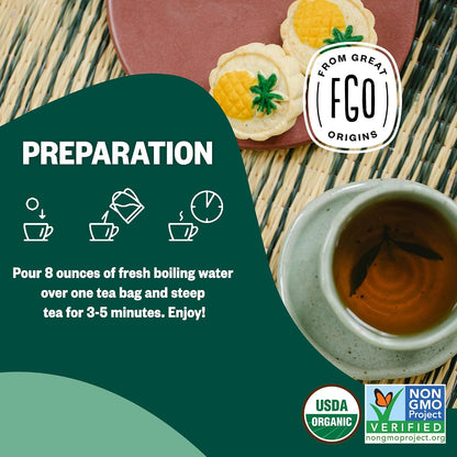 FGO Organic Chamomile Tea, 100 Count, Eco-Conscious Tea Bags, Resealable Bag, Packaging May Vary (Pack of 1)