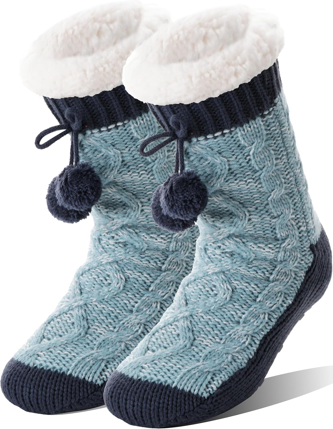 Welwoos Womens Slipper Fuzzy Grips Socks Fluffy Winter Warm Thick Thermal Cozy Plush Non Slip Cabin Soft Fleece Socks