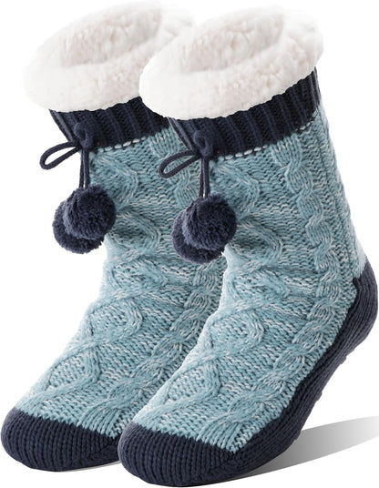 Welwoos Womens Slipper Fuzzy Grips Socks Fluffy Winter Warm Thick Thermal Cozy Plush Non Slip Cabin Soft Fleece Socks