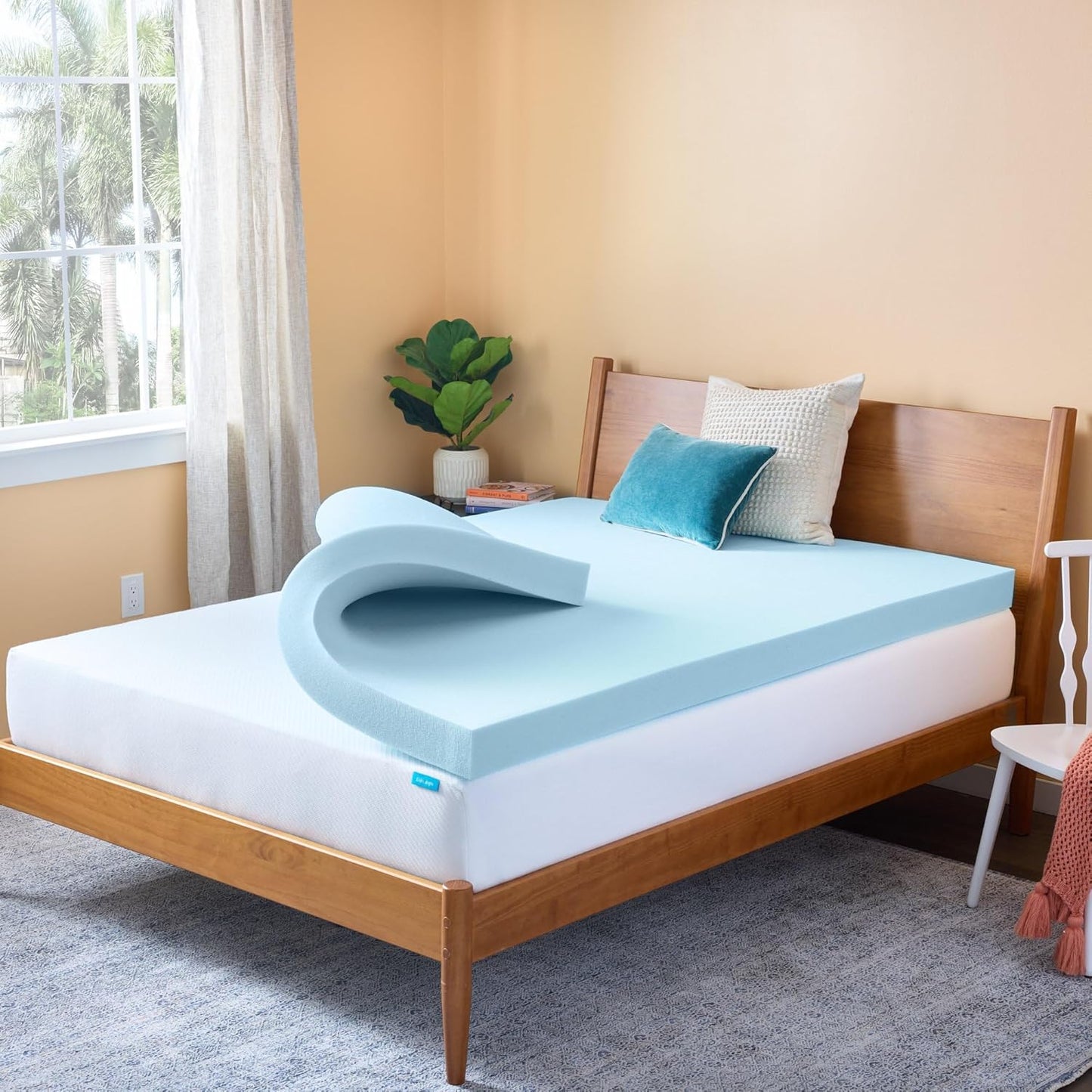 Linenspa Memory Foam Mattress Topper, Queen Size - 2 Inch Gel Infused Memory Foam - Plush Feel - Cooling and Pressure Relieving - CertiPUR Certified