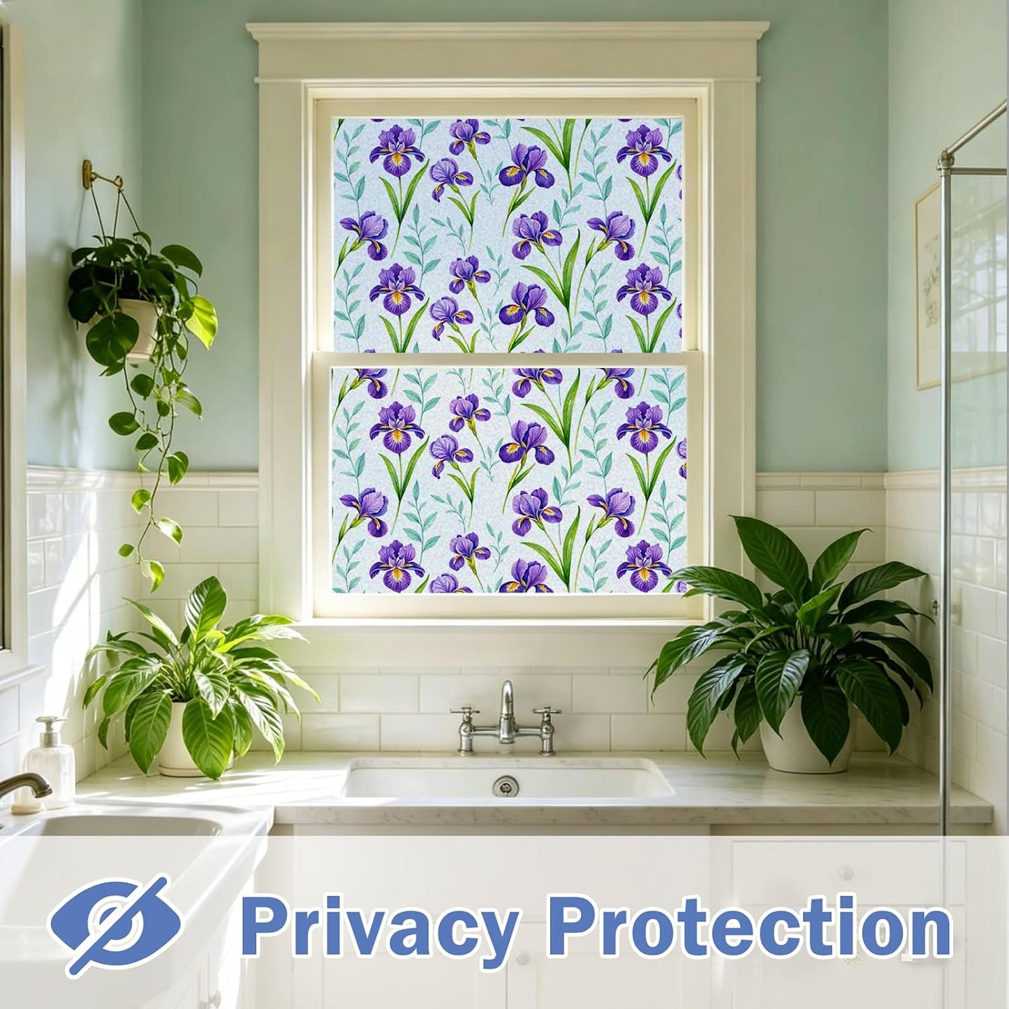 Window Film, Frosted Privacy, One Way Tint, UV Block, Heat Insulation, Anti-Glare, Static Cling, Renter Friendly for Home Bathroom Door