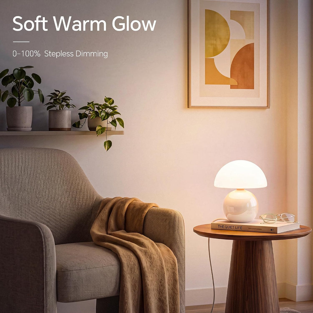 Dawnwake Mushroom Lamp Table Lamp for Bedroom-Small Desk Table Lamps,White