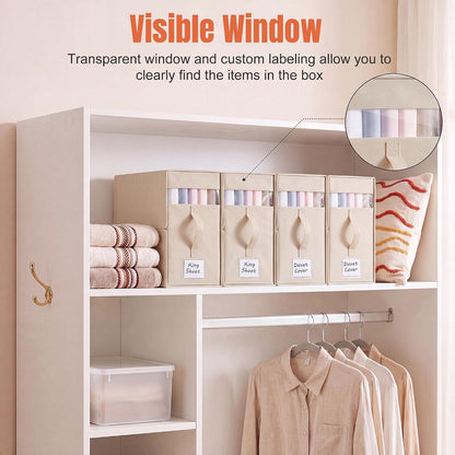 Large Bed Sheet Organizers and Storage for Linen Closet, Grey