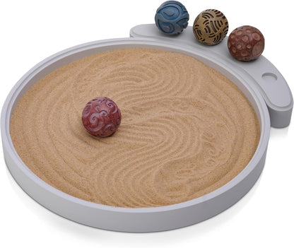 ENSO Zen Garden for Desk, Japanese Bamboo Sand Tray Therapy Kit | Lead-Free Granite Stone, Patented Elemental Design, 1-Inch Deep Bamboo Base, Includes Rake and Brush, Adult and Kids Use