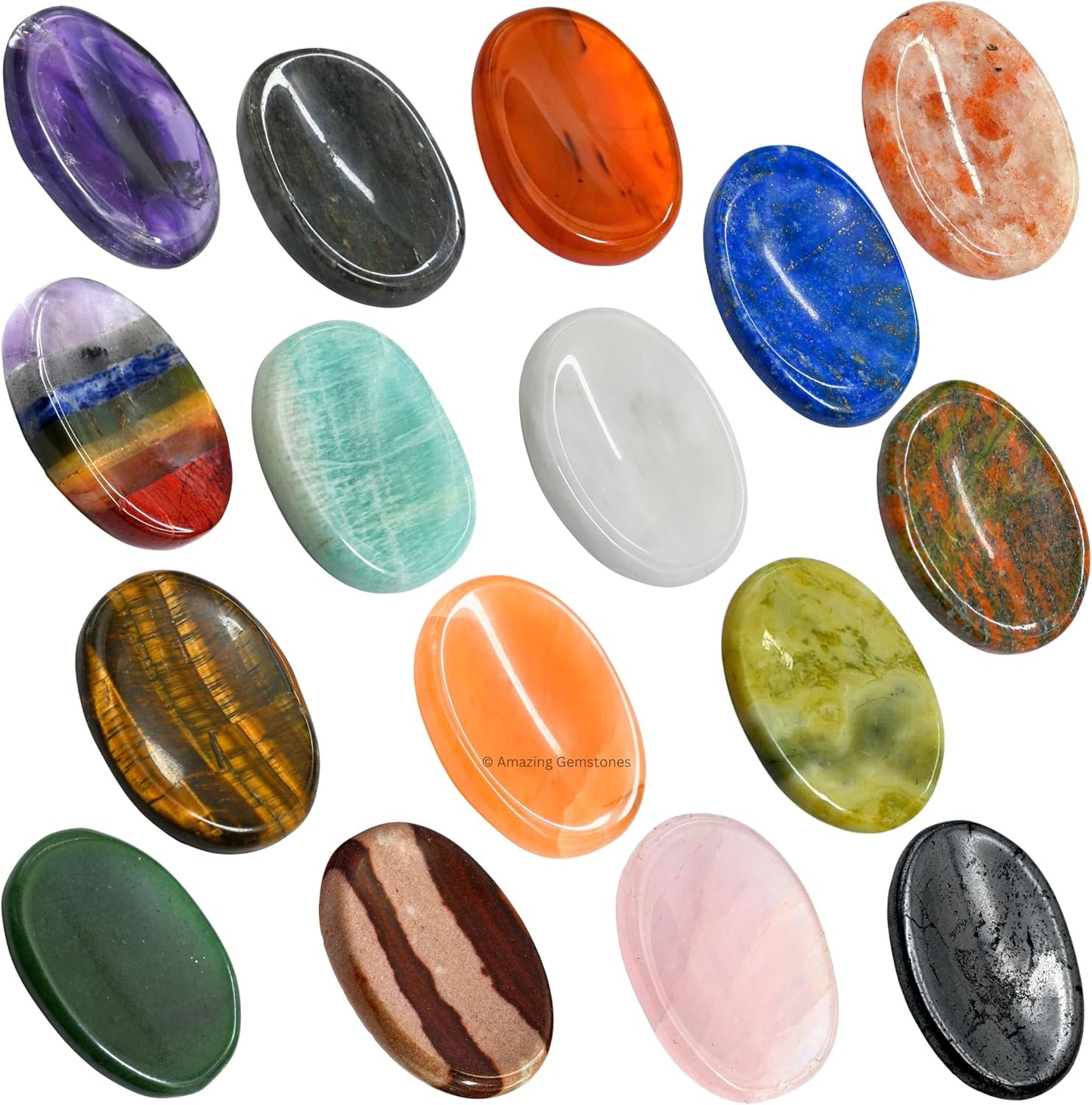 Amazing Gemstone Labradorite Thumb Worry Stone, Anxiety Stone, Healing Crystals - Piedra Crystal Fidget for Gift, Meditation, Calming, Relaxation, Stress Relief - Colors B