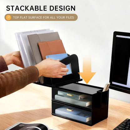 CiWiVOKi Vertical File Holder, PET Desk Organizer, Black