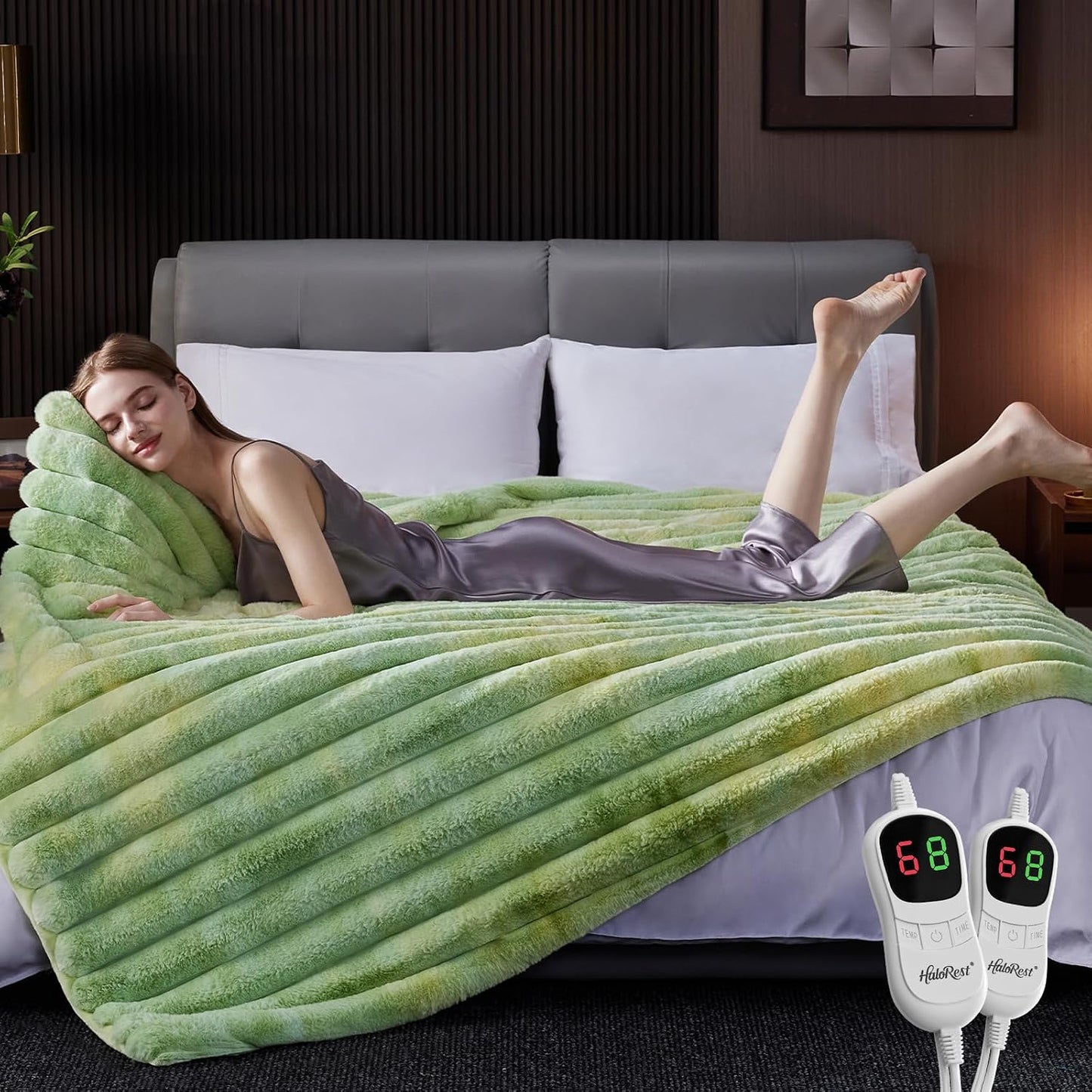 Heated Throw Blanket, Faux Fur Cozy Heating Blanket with Overheat Protection, 1/2/4/6/8 Hours Auto-Off 10 Heat Level, Machine Washable (50x60 Inches, Cream White)