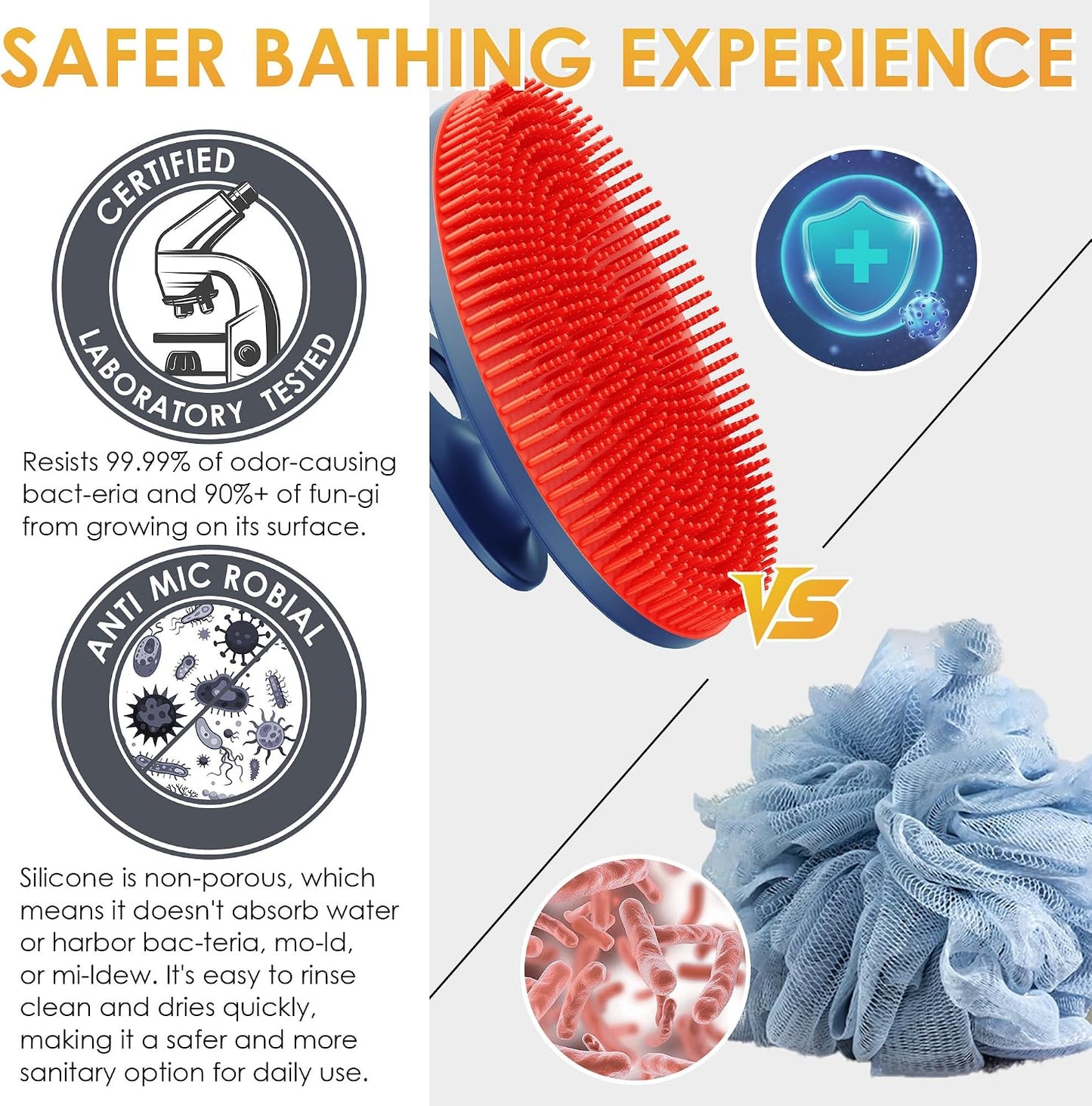 INNERNEED Food-Grade Soft Silicone Body Scrubber Shower Brush Handheld Cleansing Skin Brush, Gentle Exfoliating and Lather Well (Dark Green)