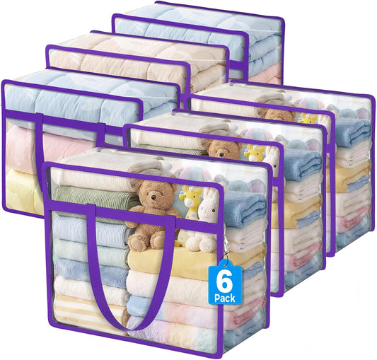 Clear Storage Bags for Clothes, 45L Closet Organizers and Storage