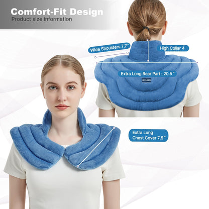 MORLIDEN Neck Heating Pad Microwavable for Shoulders, Warmer Wrap Microwave Heating Pad for Neck and Shoulders for Pain Relief (Navy Blue)