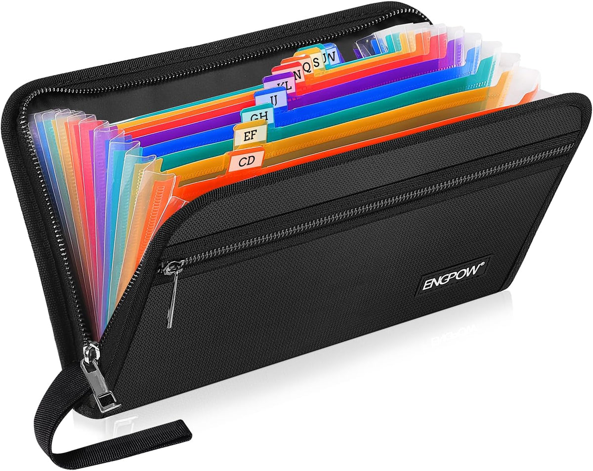ENGPOW Receipt Coupon Organizer, Fireproof 13 Pockets Accordian Folder