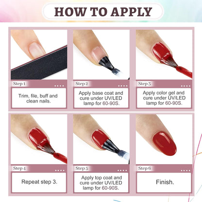 JODSONE Gel Nail Polish Kit 60 PCS with U V Light Soak off Base Top Coat 55 Shine Colors Gel Nail Kit Bright and Dark Brown Wine Red Series Manicure Set for Women and Girls