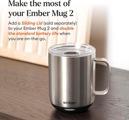Ember Temperature Control Smart Mug 2, 14 Oz, App-Controlled Heated Coffee Mug with 80 Min Battery Life and Improved Design, Black