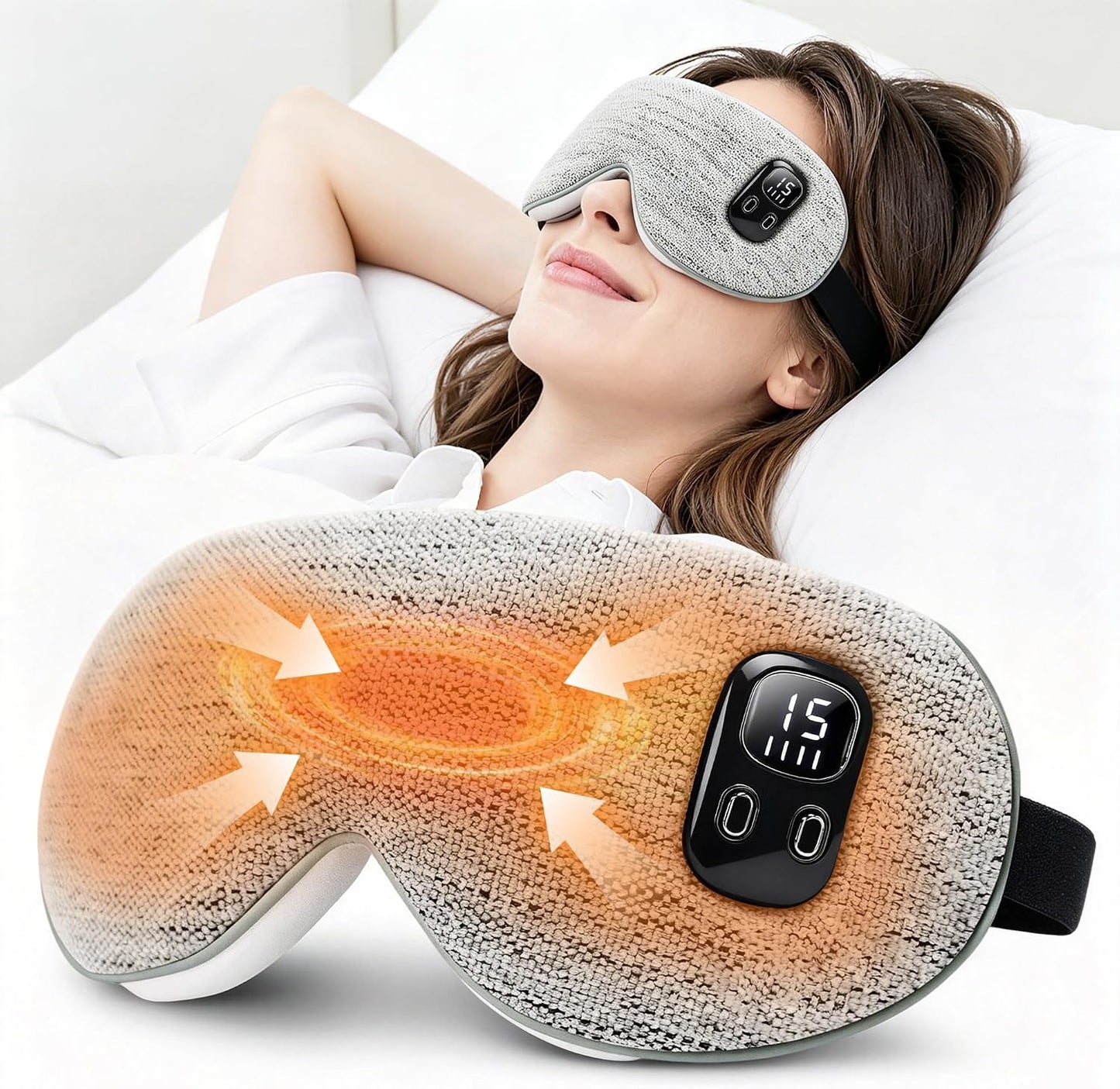 EASICUTI Heated Eye Mask, Cordless Warm Eye Compress for Dry Eyes Blepharitis Stye Treatment Eye Relief Improve Sleep, 4-Level Temperature & Timer, Washable Eye Heating Pad for Sleeping, Travel, Grey