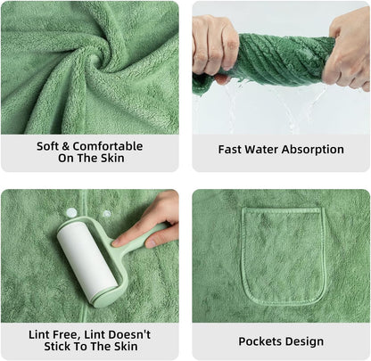 Towel Wrap for Women, Women'S Soft Wrap Towel Full Length，Bath Robe After Shower Female Plush Long，Spa Bathrobes Lightweight
