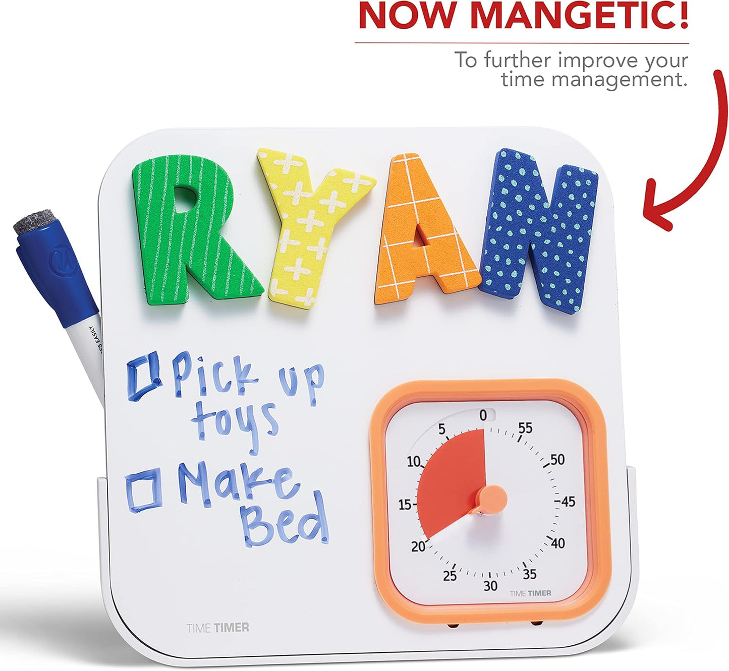 TIME TIMER MOD with Dry Erase Board — 60-Minute Visual Countdown Timer with Magnetic Whiteboard — for Notes, Chores, Classroom and Office Reminders, Visual Schedules, for Kids and Adults (Charcoal)