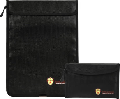 3 Pcs Fireproof Waterproof Document Bag(2000℉), Fire and Water Resistant Safe Zipper Storage Organizer Pouch for A4 A5 Documents Holder, Cash, Passport, Tablet, Laptop, File, Jewelry,(Black)