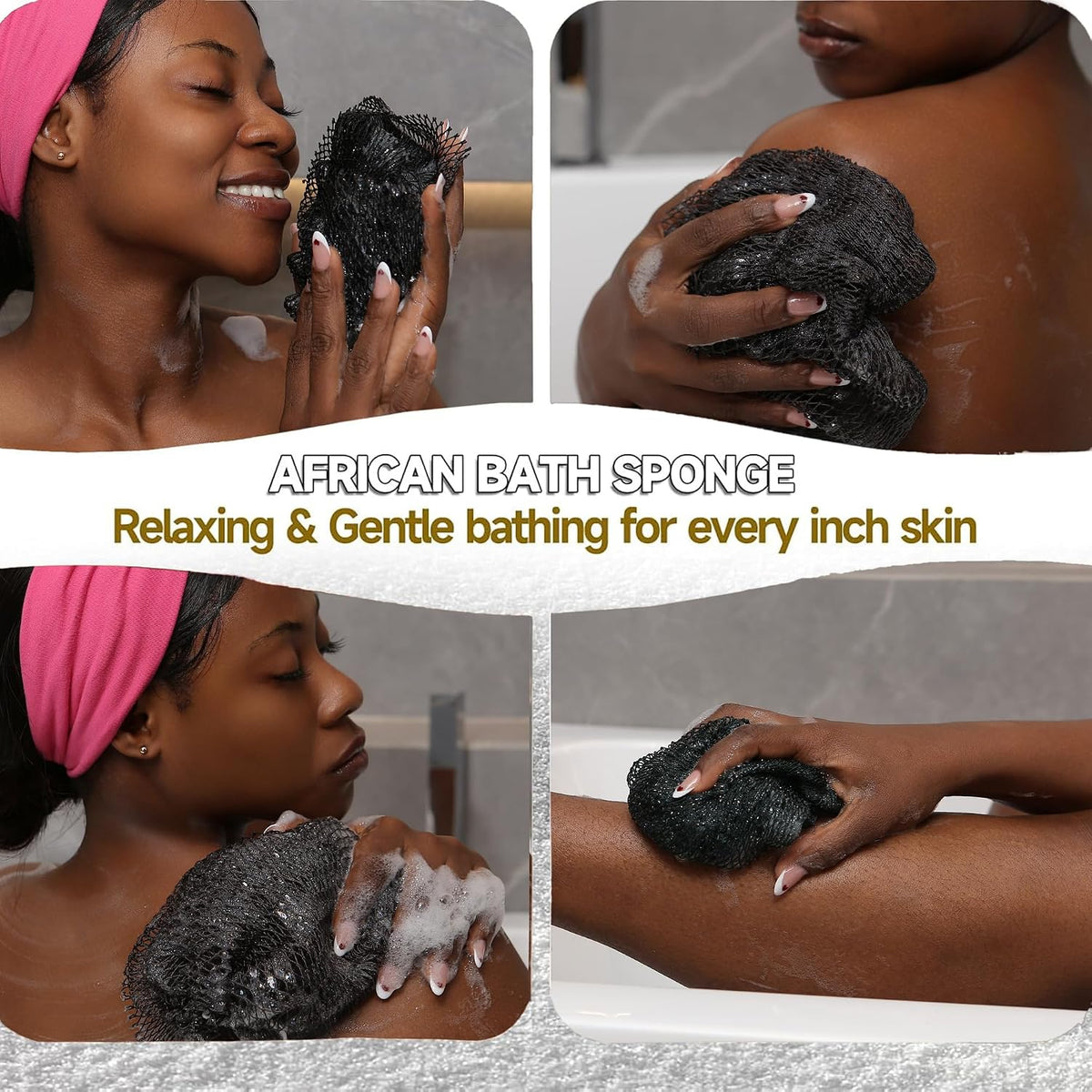 SubSahara African Net Sponge, 2 Pack 45-Inch Exfoliating Bath Scrubber