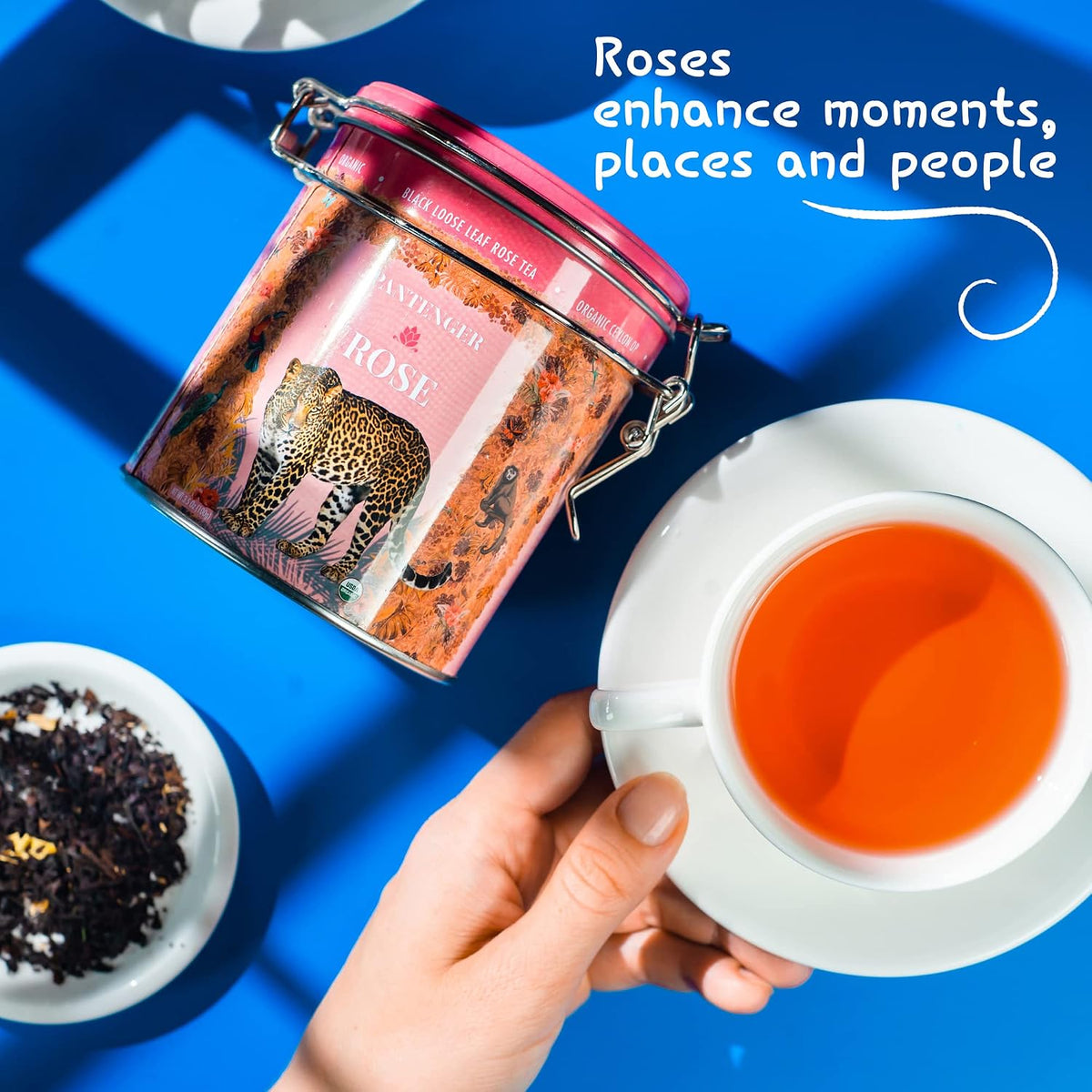 Organic Rose Tea Loose Leaf -3.5 OZ- Finest Moroccan Rose Petals and Ceylon Black Tea.