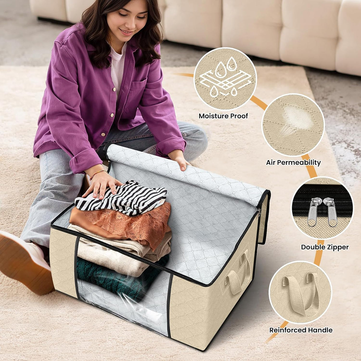 Fab totes Storage Bags for Clothes Blanket Storage Bins with Lids